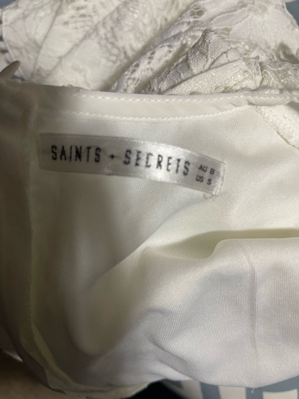 saints + secrets Lace Wrap Mini Dress in Ivory - Picture 4 of 6